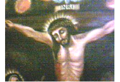 Parte de imagen del Señor de los Milagros pintada al óleo.